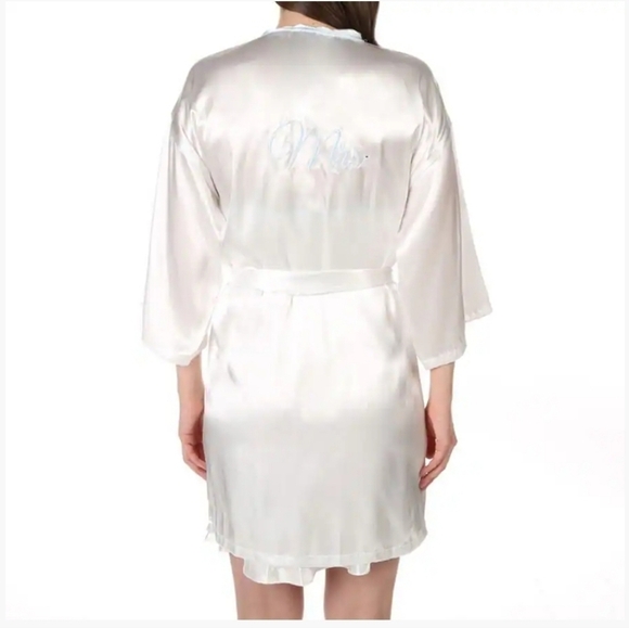 Linea Donatella BRIDE Satin White Wedding Bridal Robe MRS One Size Fits All - Picture 2 of 4